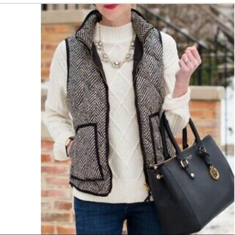 J Crew herringbone puffer vest